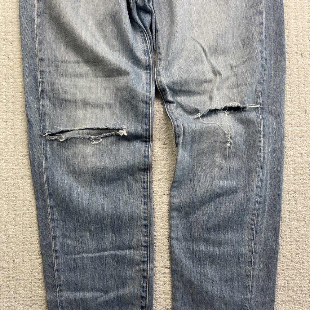 UNIQLO Relaxed Ankle Blue Jeans Size 27 Wide Fit Tapered Distressed Y2K Loose - Picture 3 of 11